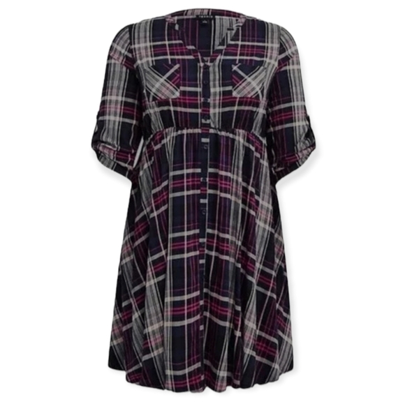 Torrid plaid challis shirt dress - Picture 2 of 9